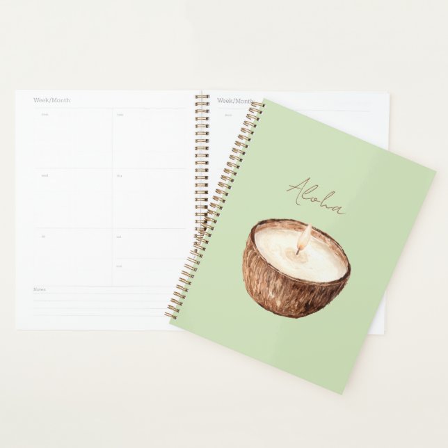 Green Aloha Coconut Candle Planner (Display)