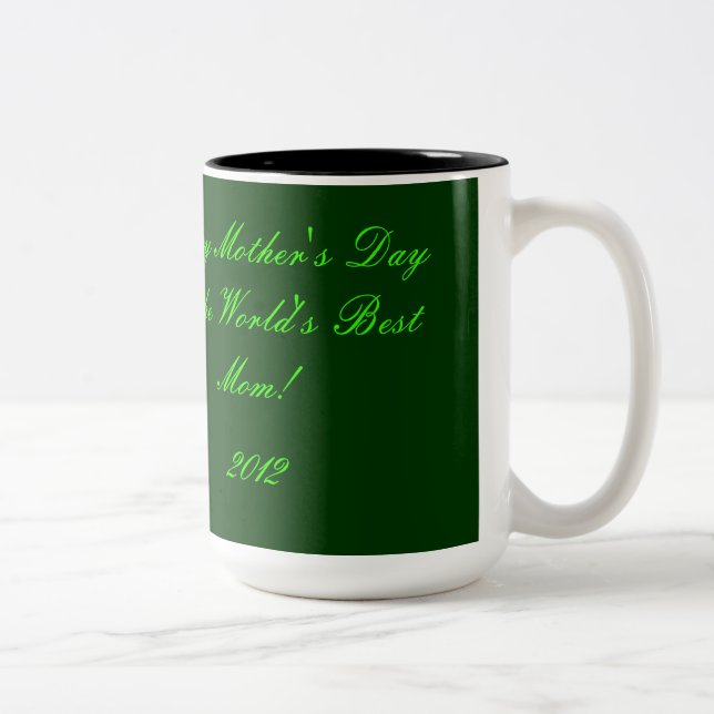 Green Amaryllis Mother's Day Two-Tone Coffee Mug (Right)