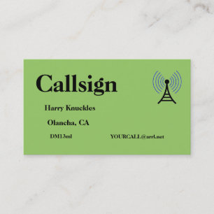 Green Amateur Radio Call Sign Business Card