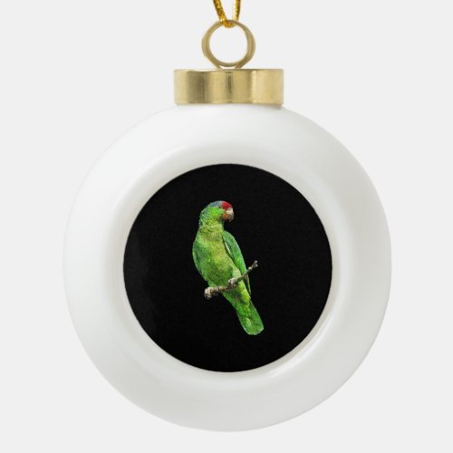 Green Amazon Parrot Bird T Ceramic Ball Christmas Ornament