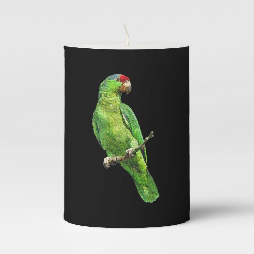 Green Amazon Parrot Bird T Pillar Candle