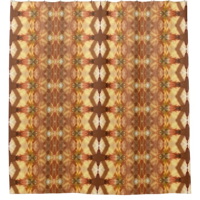 Green & Amber Ikat zen Shower Curtain (Front)