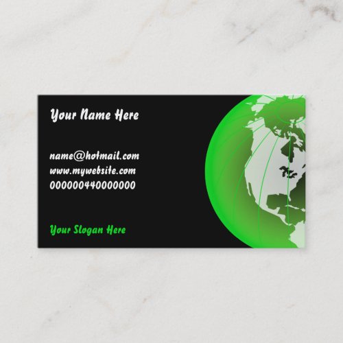 Green America Globe, Your Name Here, Business Card Template