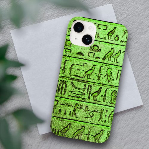 Green Ancient Egyptian Hieroglyphs iPhone 14 Case