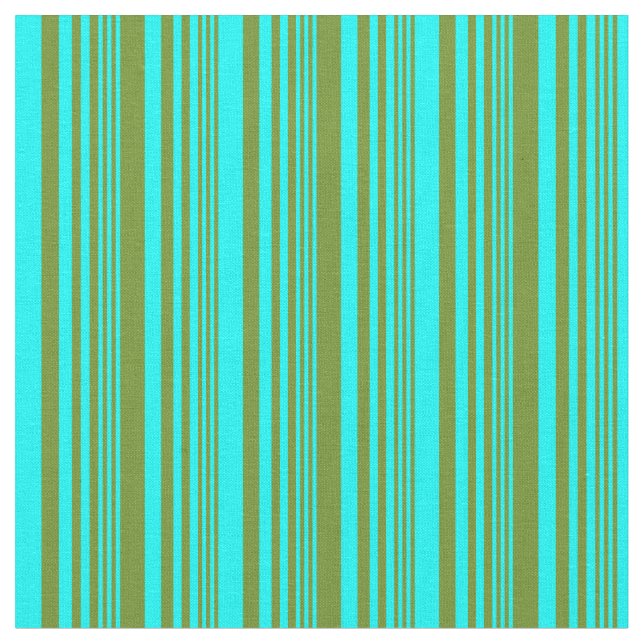 Green and Aqua Lined/Striped Pattern Fabric (Close Up)