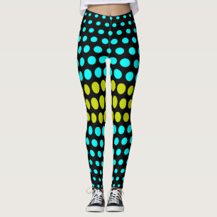 Green and Aqua Polka Dot Pattern Leggings