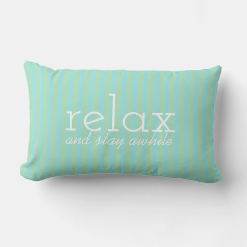 Green and Aqua Striped Outdoor Pillow