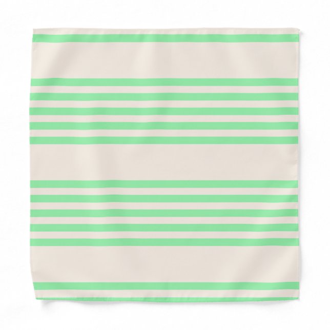 Green and beige five stripes pattern bandana (Front)