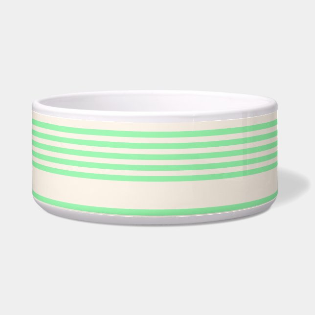 Green and beige five stripes pattern bowl (Front)