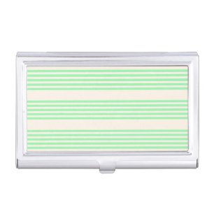 Green and beige five stripes pattern business card case