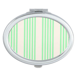 Green and beige five stripes pattern compact mirror