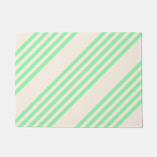 Green and beige five stripes pattern doormat