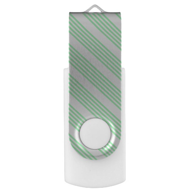 Green and beige five stripes pattern flash drive (Front Vertical)