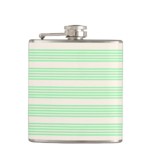 Green and beige five stripes pattern flask