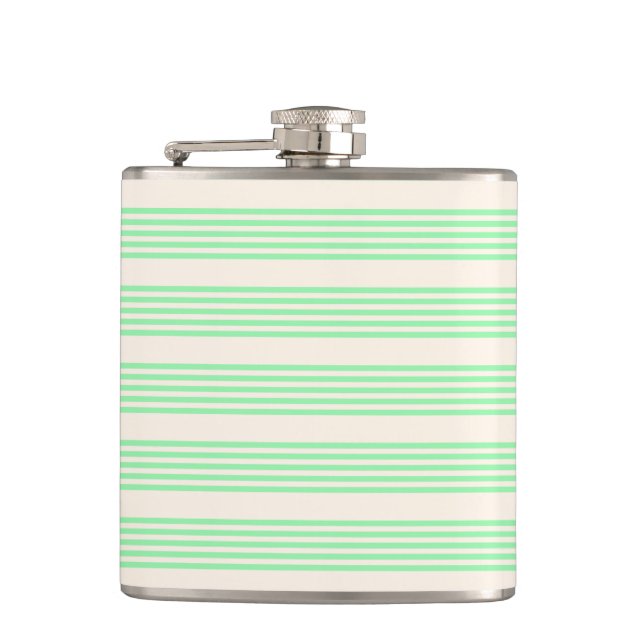 Green and beige five stripes pattern flask (Front)