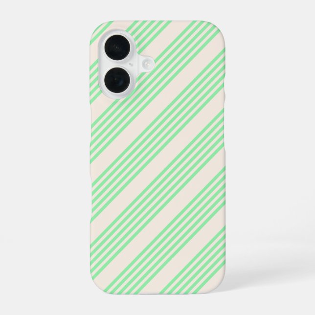Green and beige five stripes pattern iPhone case (Back)