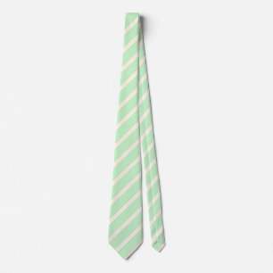 Green and beige five stripes pattern neck tie