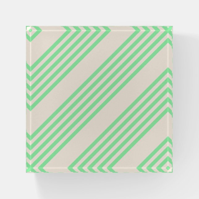Green and beige five stripes pattern paperweight (Front)