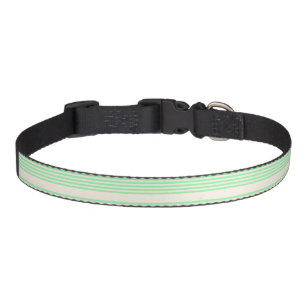 Green and beige five stripes pattern pet collar
