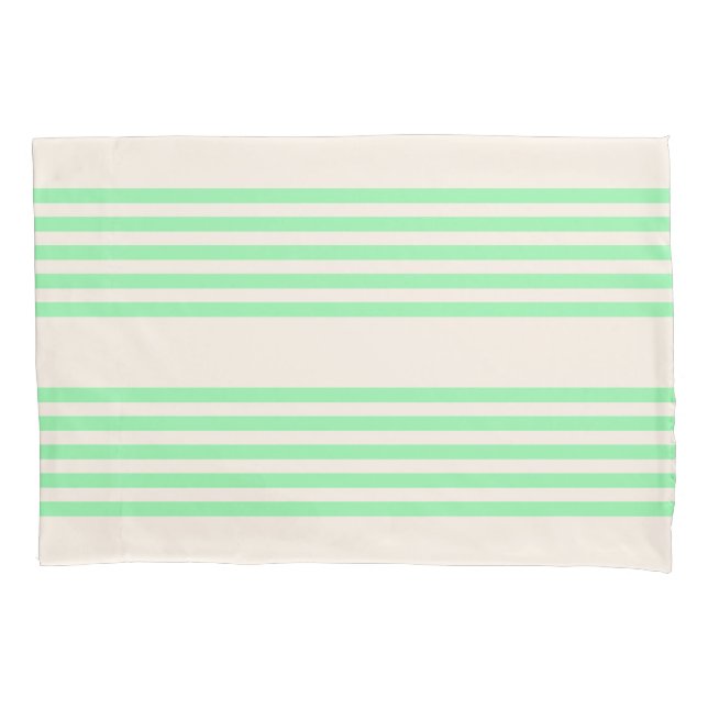 Green and beige five stripes pattern pillow case (Front)