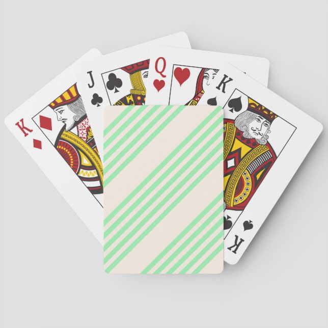 Green and beige five stripes pattern poker cards (Back)