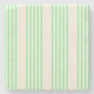 Green and beige five stripes pattern stone coaster