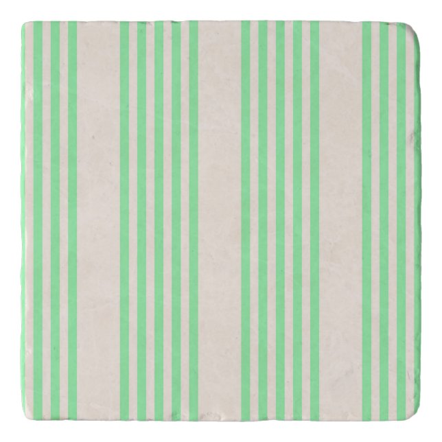 Green and beige five stripes pattern trivet (Front)