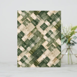 Green and Beige Grunge Plaid