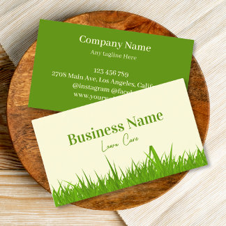Green And Beige Lawn Care Business Card