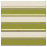 [ Thumbnail: Green and Beige Lined/Striped Pattern Fabric ]