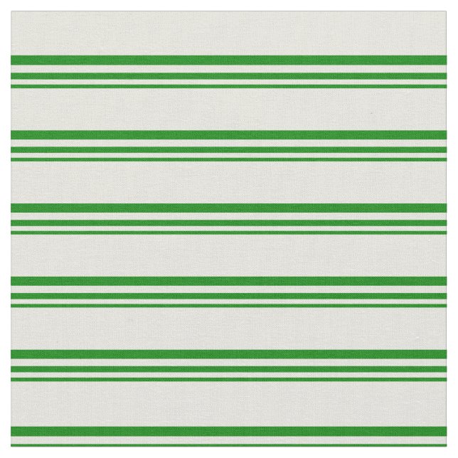 Green and Beige Striped Pattern Fabric (Close Up)