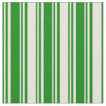 [ Thumbnail: Green and Beige Striped Pattern Fabric ]