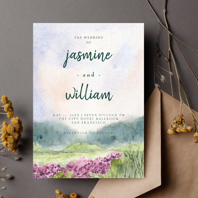 Green and Beige Watercolor Wedding Invitation (Creator Uploaded)