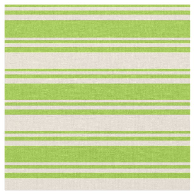 Green and Bisque Lines Pattern Fabric (Close Up)