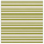 [ Thumbnail: Green and Bisque Stripes/Lines Pattern Fabric ]