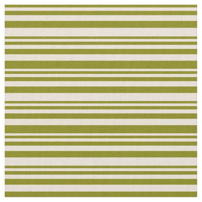 Green and Bisque Stripes/Lines Pattern Fabric (Close Up)