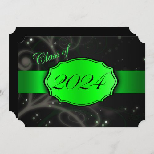 Green and Black 2024 Graduation Party Invitation