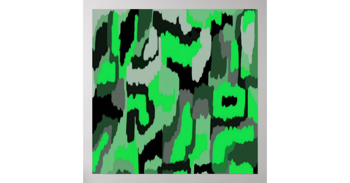 Green and Black Abstract Art Poster | Zazzle