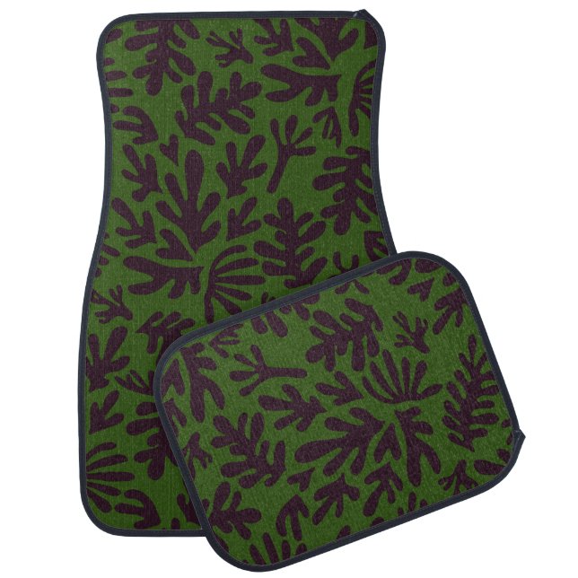 green and black abstract boho Modern Pattern Car Floor Mat (Set)