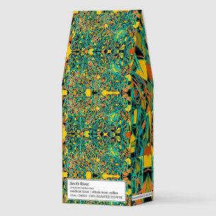 Green and black abstract design like stained glass roasted coffee