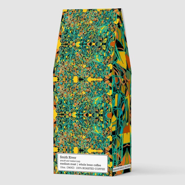 Green and black abstract design like stained glass roasted coffee (Front)