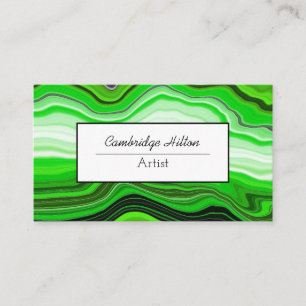 Green and Black Abstract Fluid Art Business Card
