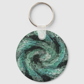 Green and black abstract twirl keychain