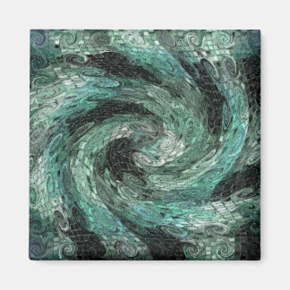 Green and black abstract twirl magnet