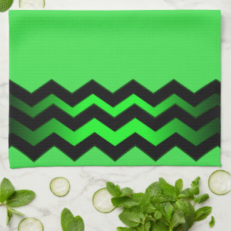 Green and Black Accent on Bright Green Kitchen Towel