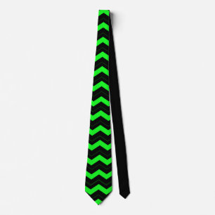 Green and Black Accent on Bright Green Neck Tie