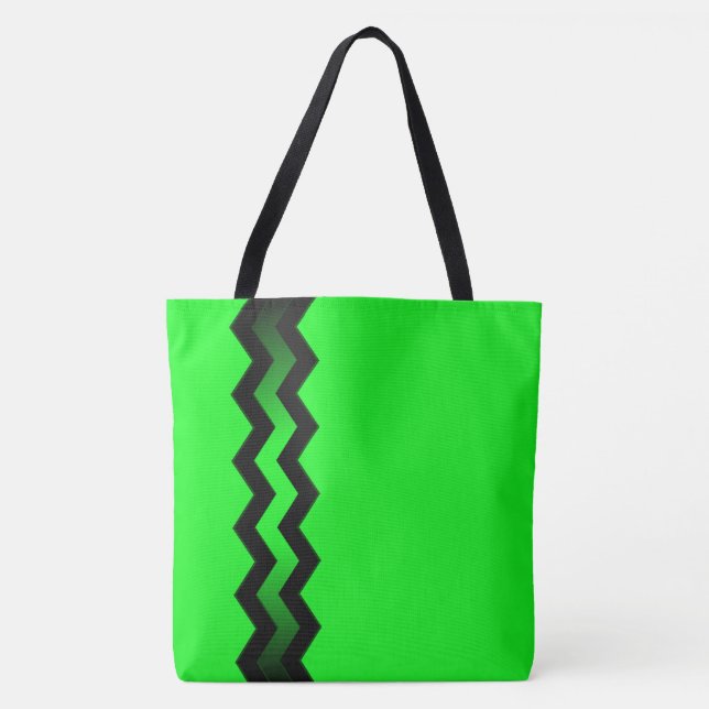 Green and Black Accent on Bright Green Tote Bag (Front)