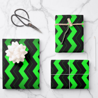 Green and Black Accent on Bright Green Wrapping Paper Sheets