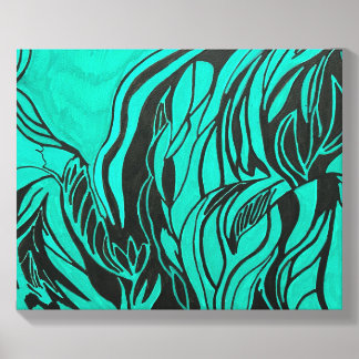 Green and Black Acrylic Painting Canvas Photo Tile