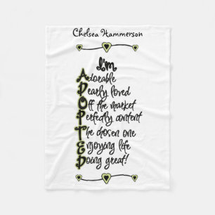Green and Black Adopted Fleece Blanket